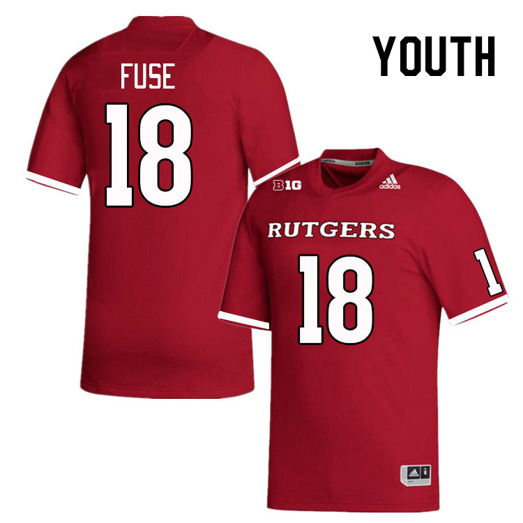Youth #18 Davoun Fuse Rutgers Scarlet Knights College Football Jerseys Stitched Sale-Scarlet - Click Image to Close
